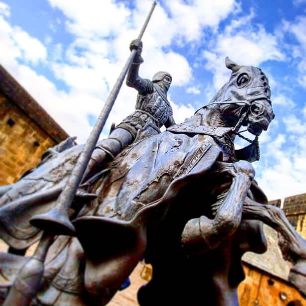 Sir Henry 'Hotspur' Percy on his horse at Alnwick Castle