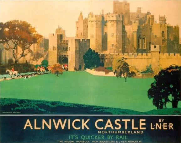 
    Alnwick Castle LNER railway poster