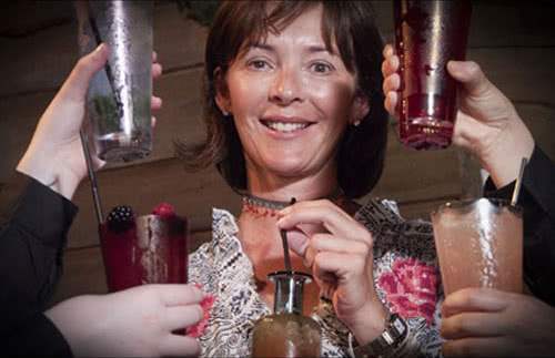 Duchess 'deadly' Jane Percy surrounded by Cocktails in the Treehouse restaurant