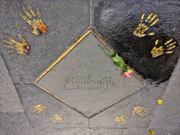 JK Rowling's Edinburgh award handprints outside City Chambers