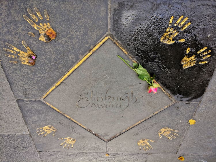JK Rowling's Edinburgh award handprints outside City Chambers