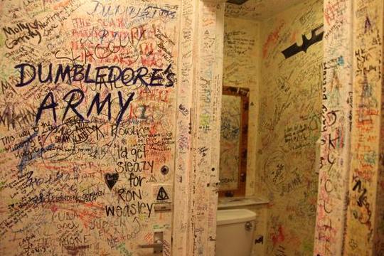 harry Potter's Elephant house cafe toilets with graffitti everywhere