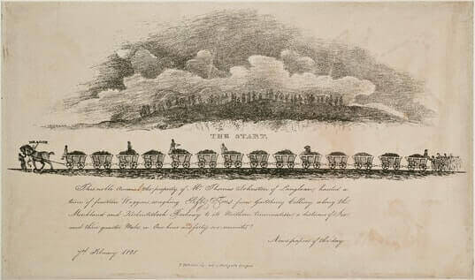 Dragon, a giant Clydesdale horse drags 14 loaded coal wagons, mental