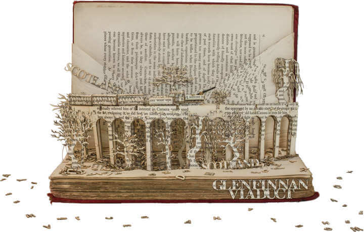 Book sculpture of the Harry Potter bridge